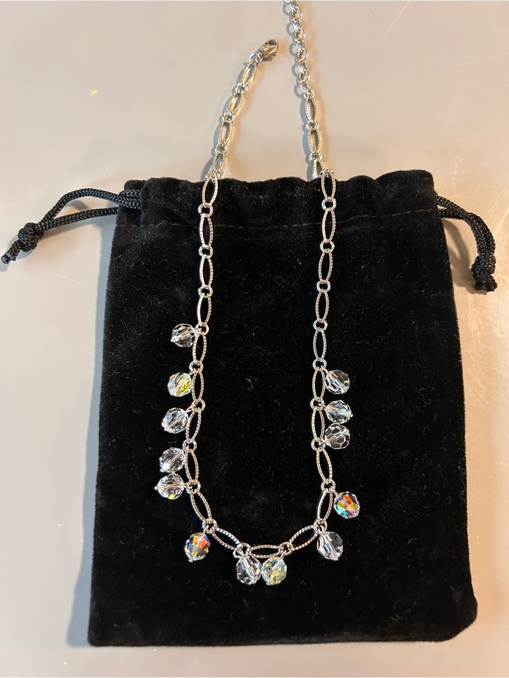 Swarovski crystal aurora drop dangle necklace vintage - Picture 4 of 6